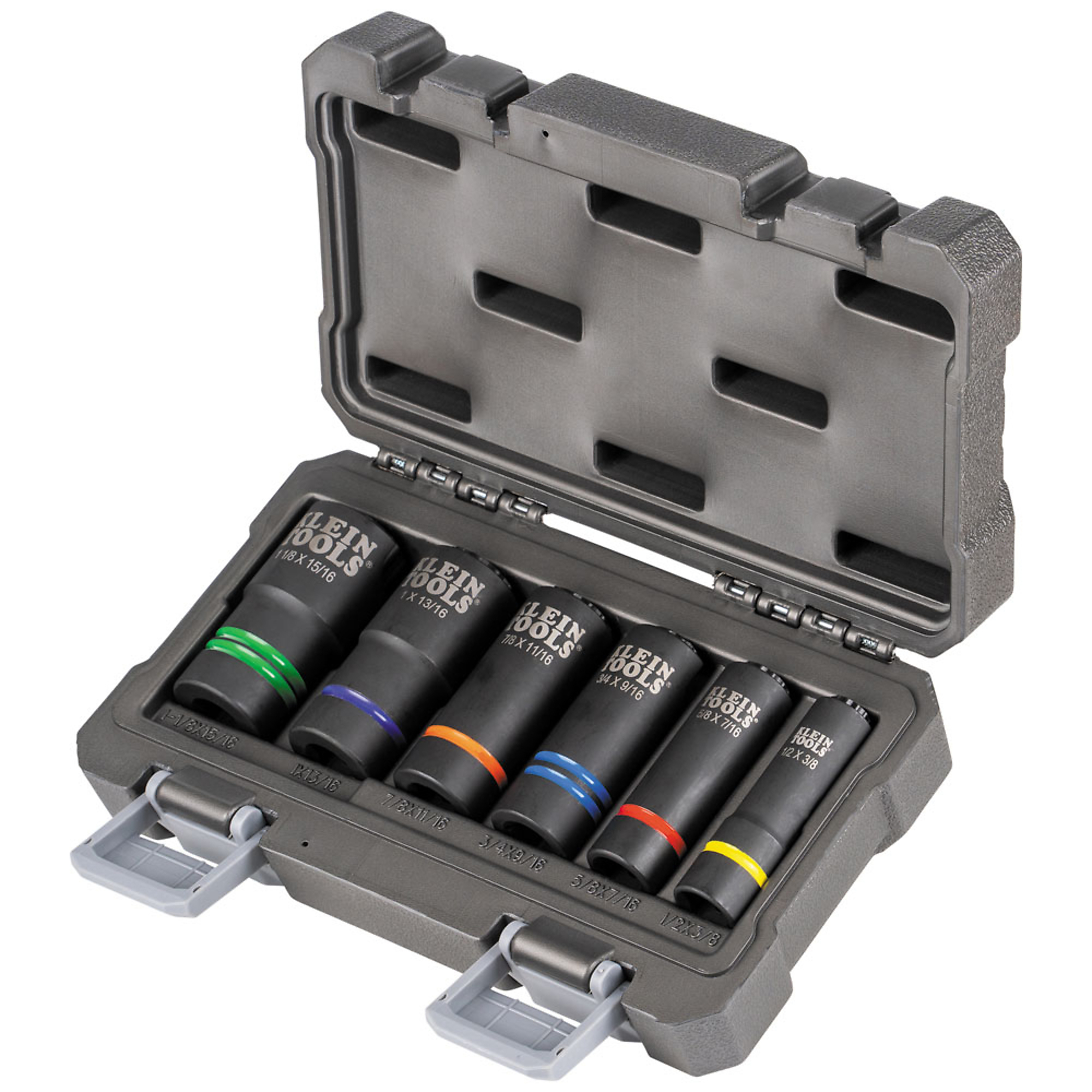 Klein Tools, 2in.-1 Slotted Impact Socket Set, 12-Point, 6-Piec, Pieces (qty.) 6 Model# 66090